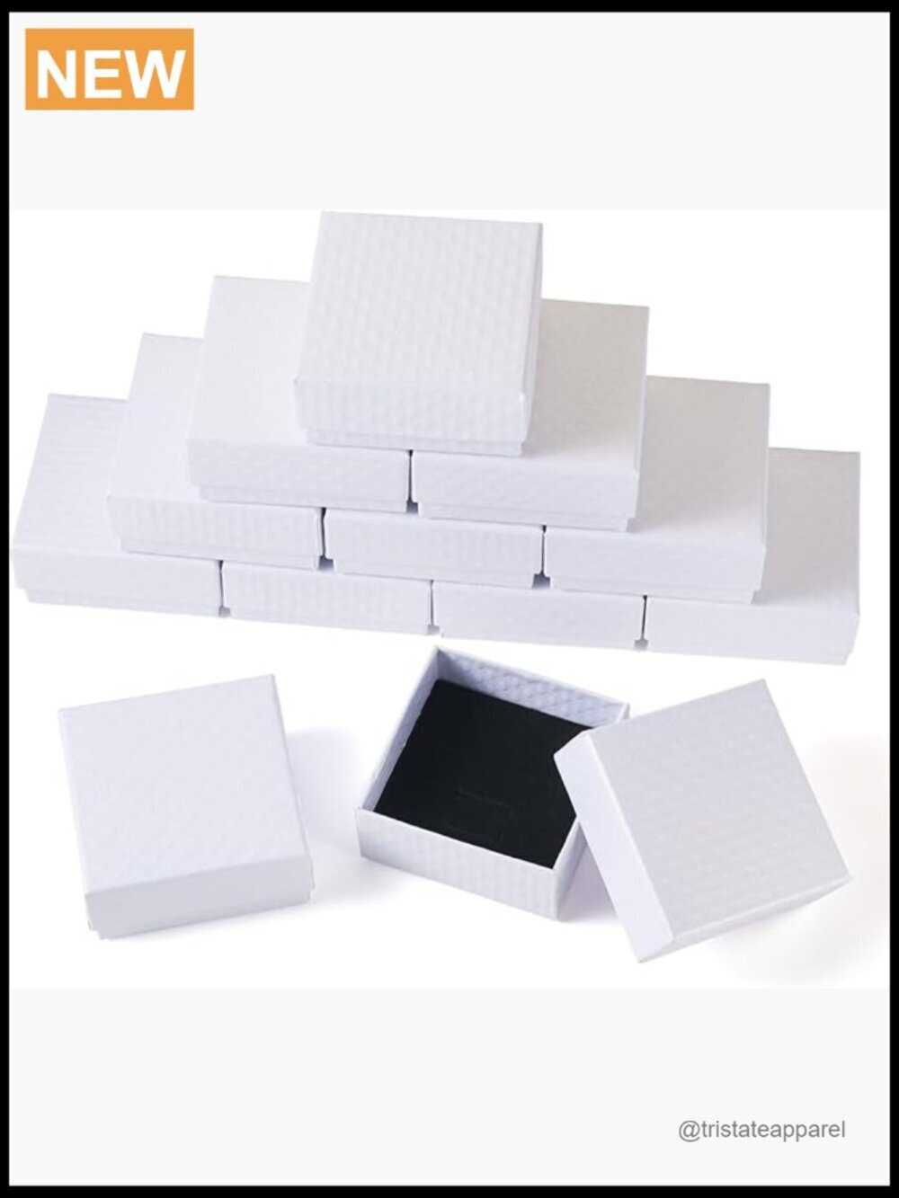 12 Pack White Jewelry Boxes with Lids for Rings Earrings Necklace Display